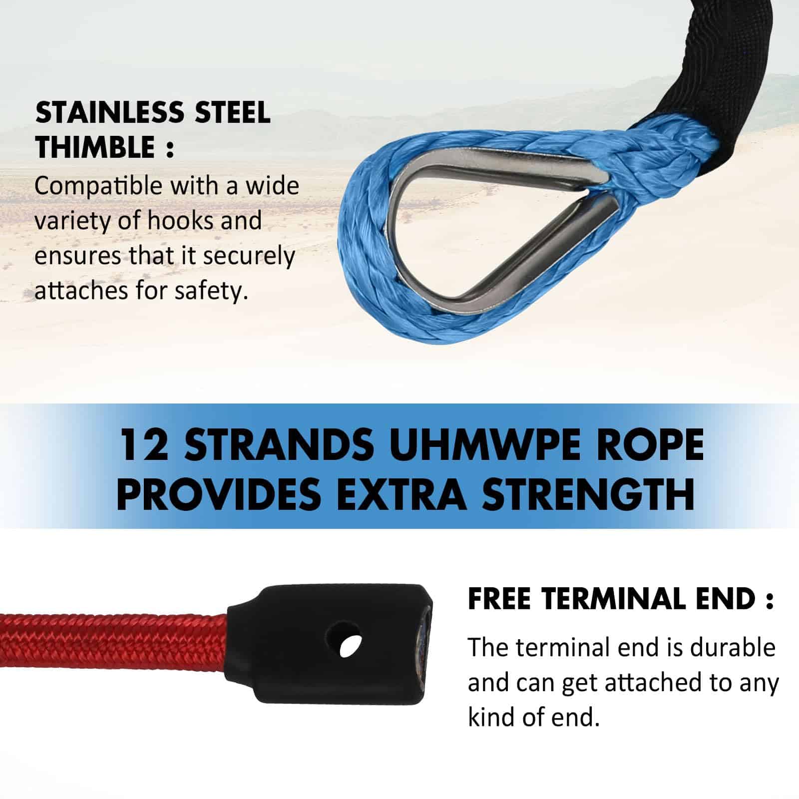 Cuerda de Winch Sintética STEGODON Dyneema Cable de Winch - Imagen 6