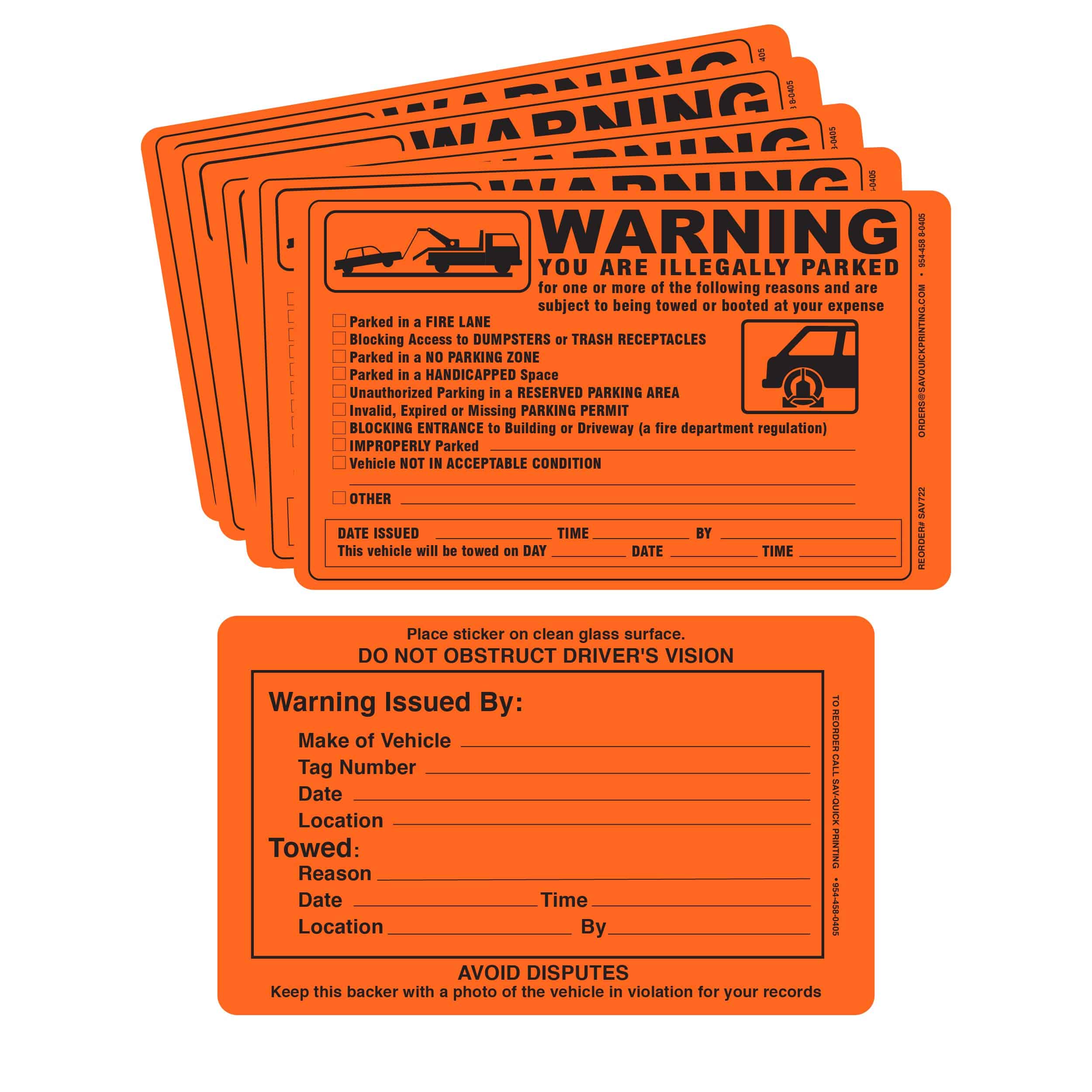 Etiqueta de Violación de Estacionamiento - Aviso de