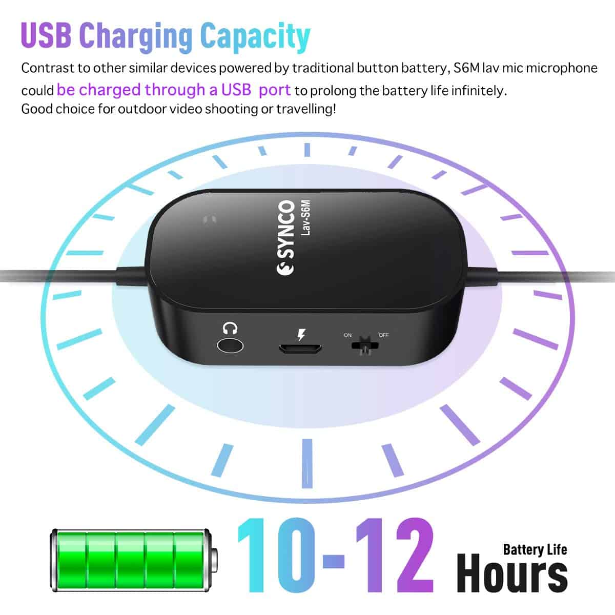 Micrófono de solapa SYNCO Lav-S6M, puerto de monitor de - Imagen 7
