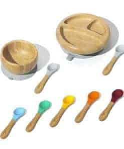 Set de Tazones de Bambú Avanchy para Bebés - Gris, 4