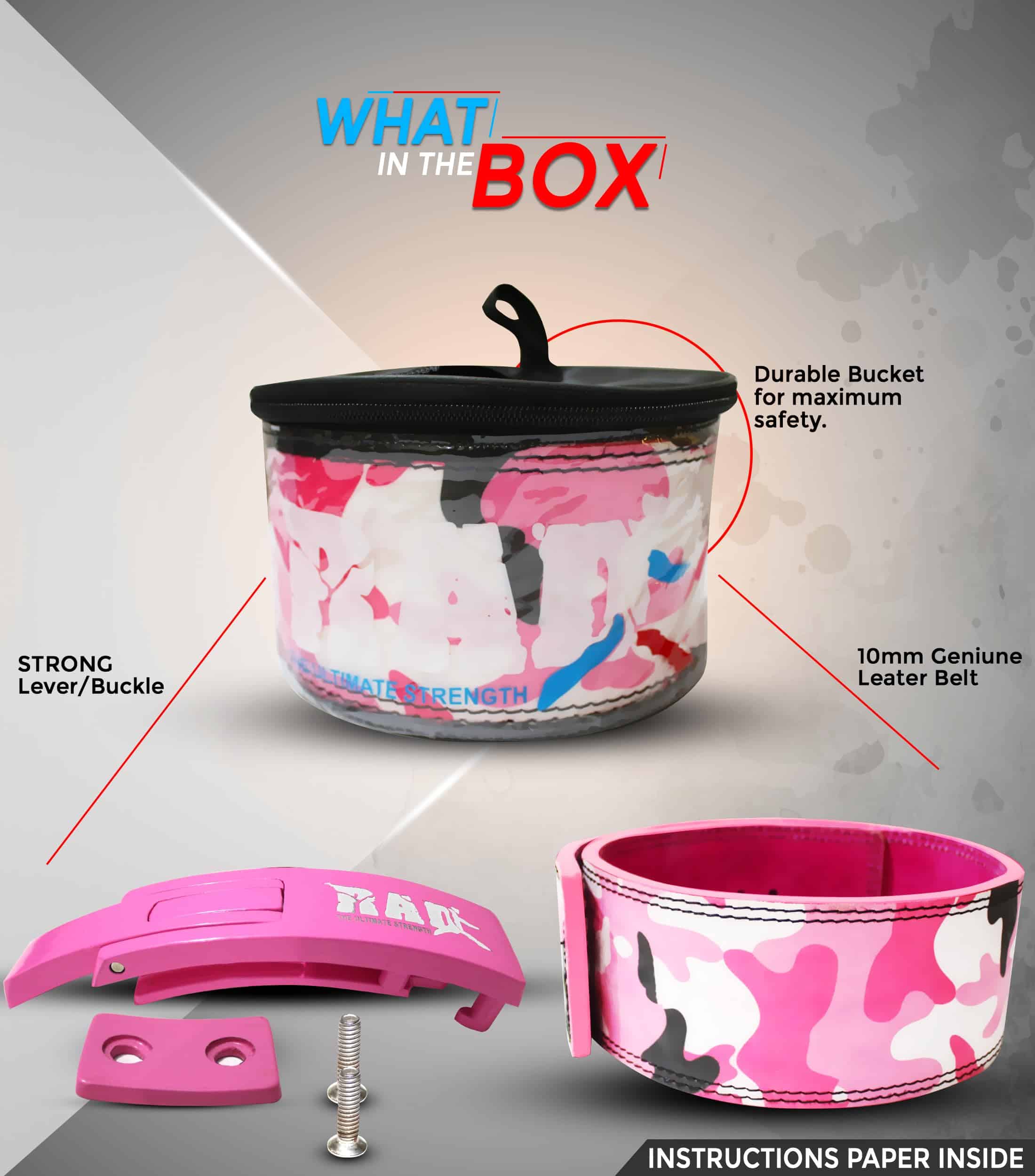 Cinturón de Levantamiento de Pesas RAD -Rosa Camuflaje - Imagen 4