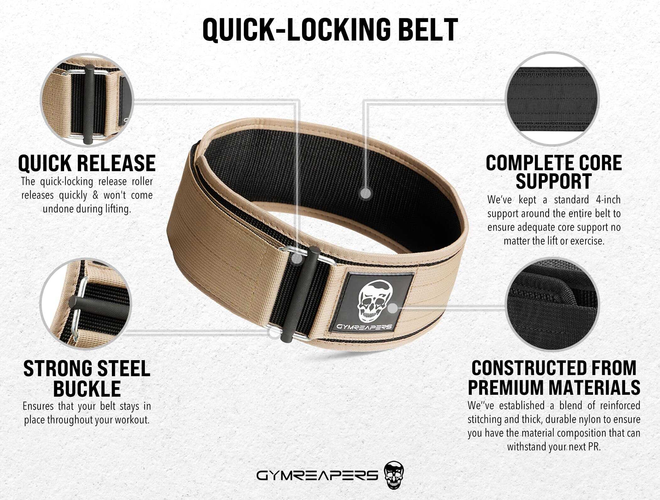 Cinturón de levantamiento de pesas Gymreapers con bloqueo - Imagen 4