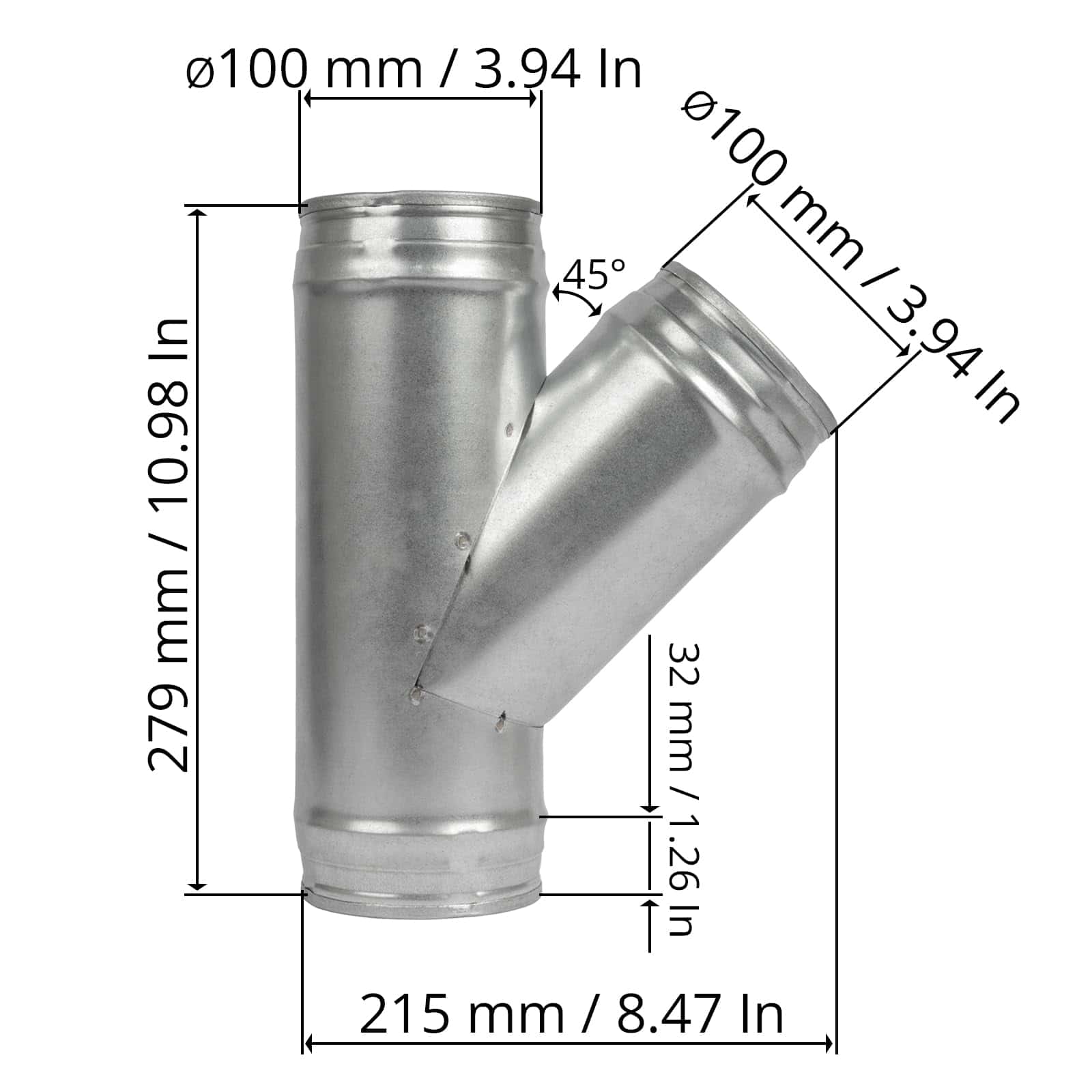 Divisor de conductos de 4 pulgadas a 45 grados para - Imagen 8