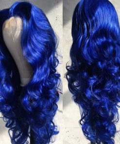 Pelucas Azul de Encaje Frontal Largo de Cuerpo Ondulado