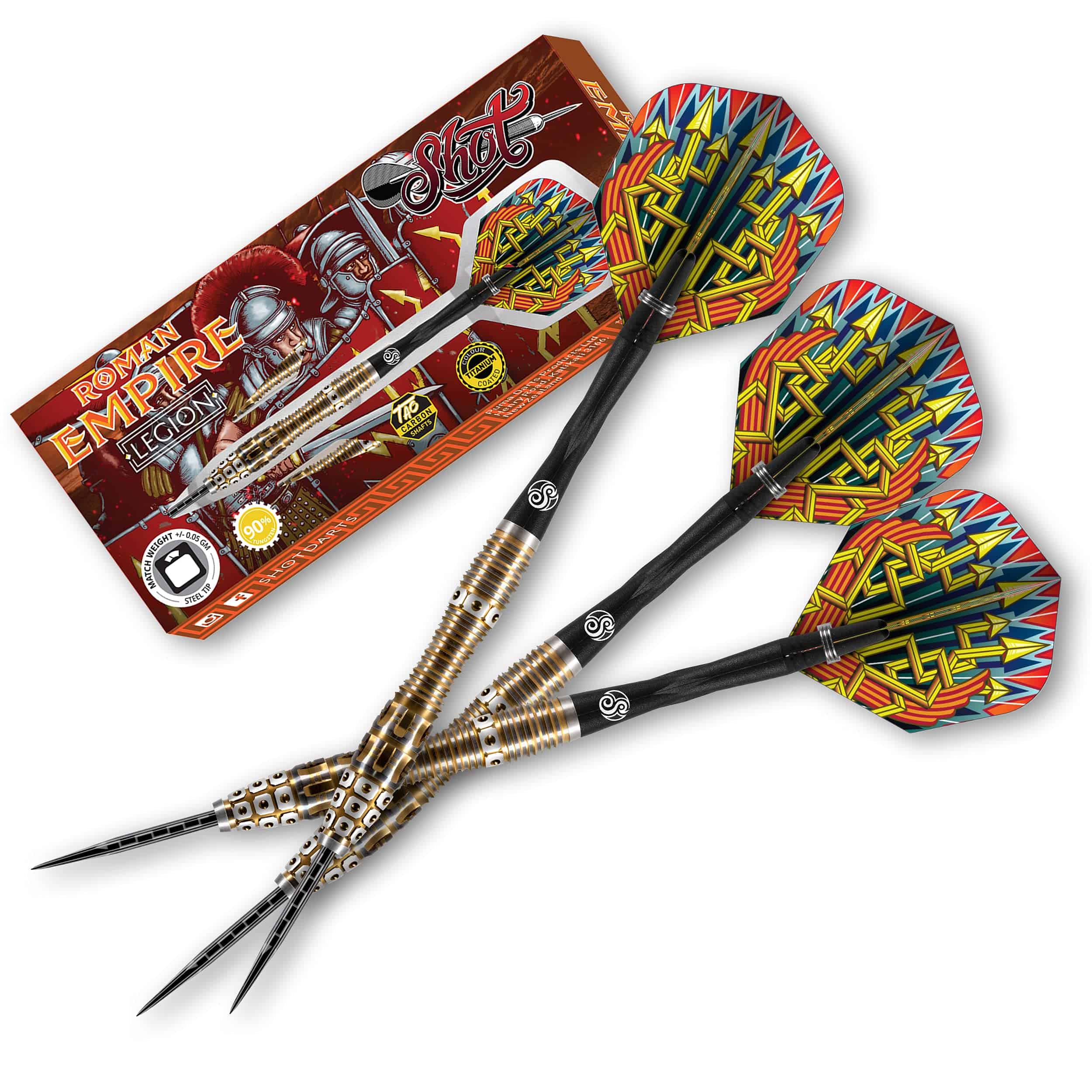 Set de Dardos de Puntas de Acero Shot Darts, Roman Empire