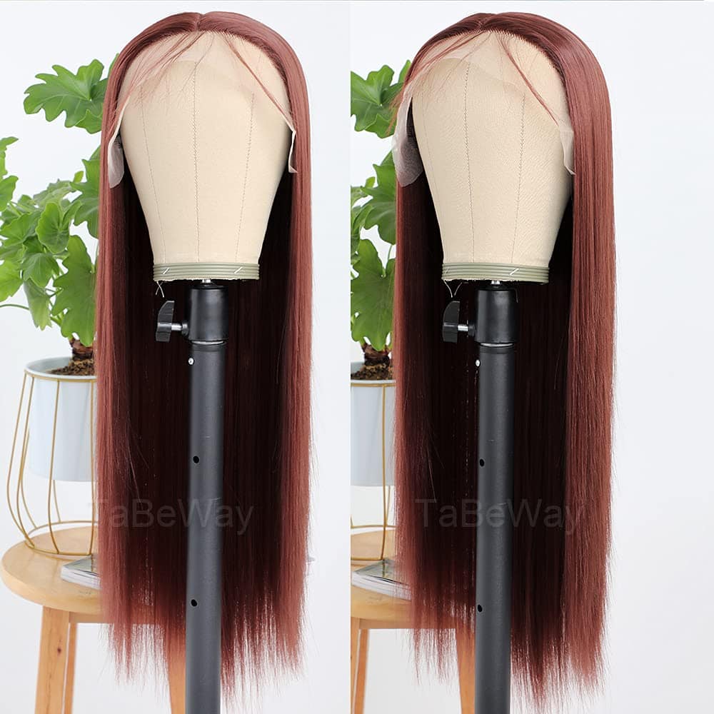 Pelucas Sintéticas de Encaje Frontal Largo Recto Color - Imagen 4