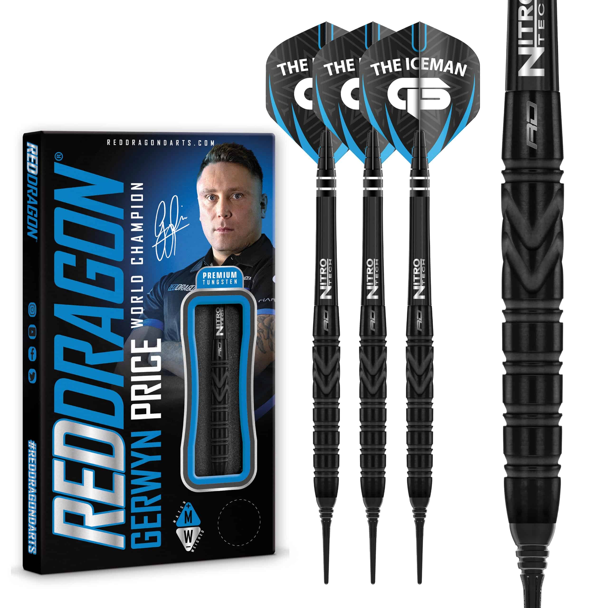 RED DRAGON Gerwyn Price Iceman Black SE Softip 20g - Dardos