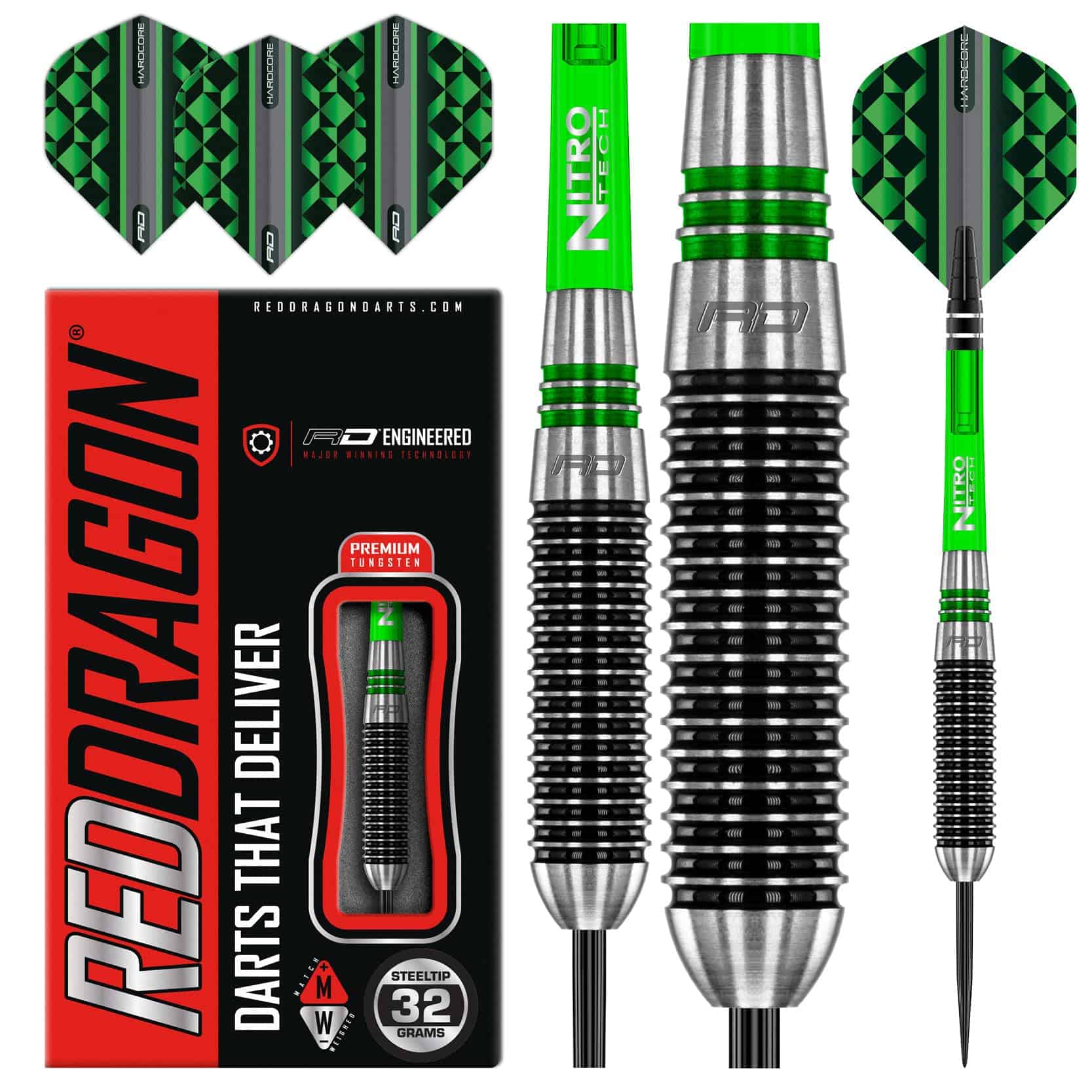 Set de Dardos RED DRAGON Titan 2-32g con Vuelos y Ejes