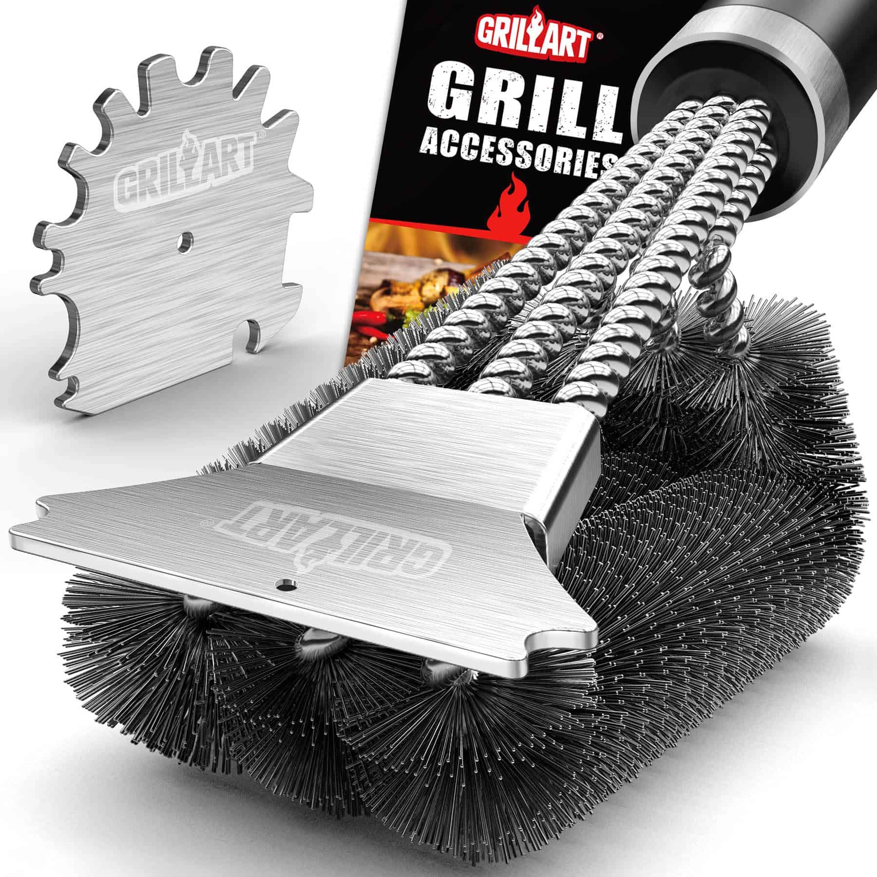 Brocha y raspador para parrilla Grillart, kit de limpieza