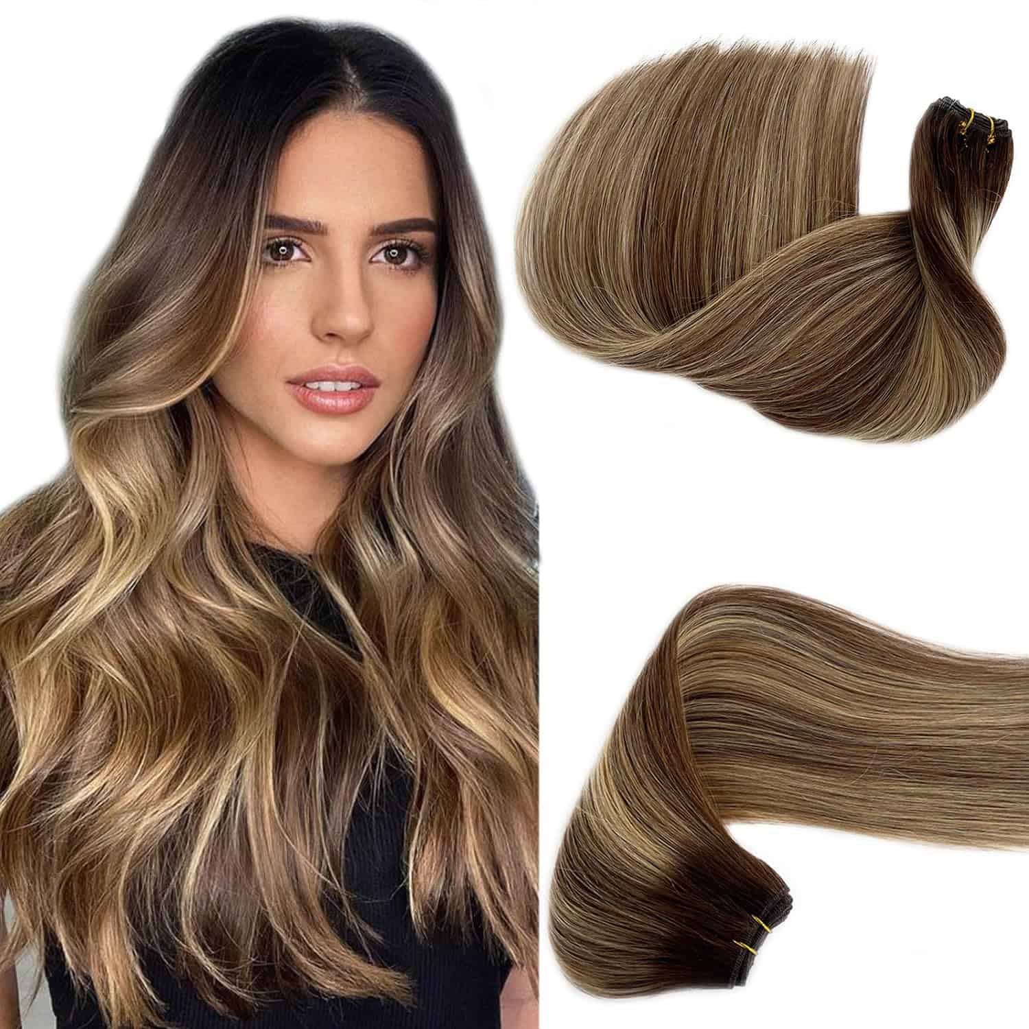 Extensiones de Cabello Cosidas a Mano de Cabello Humano 16