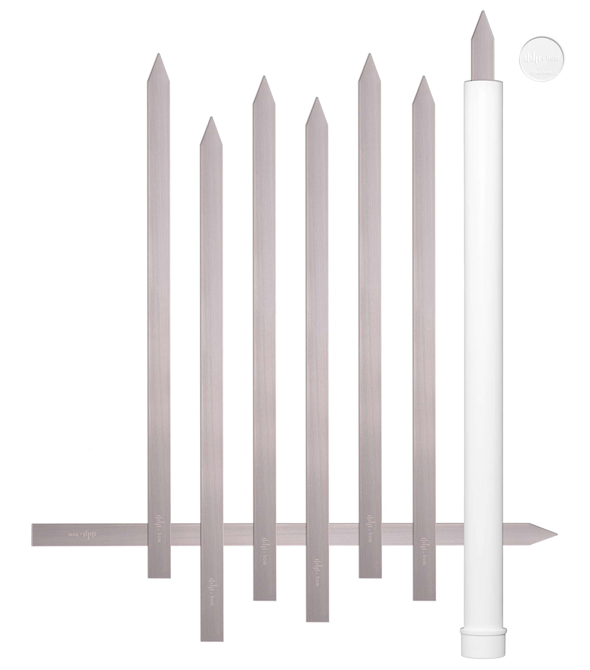 8 Pinchos Planos de Acero Inoxidable HOM 1", Mango Sin