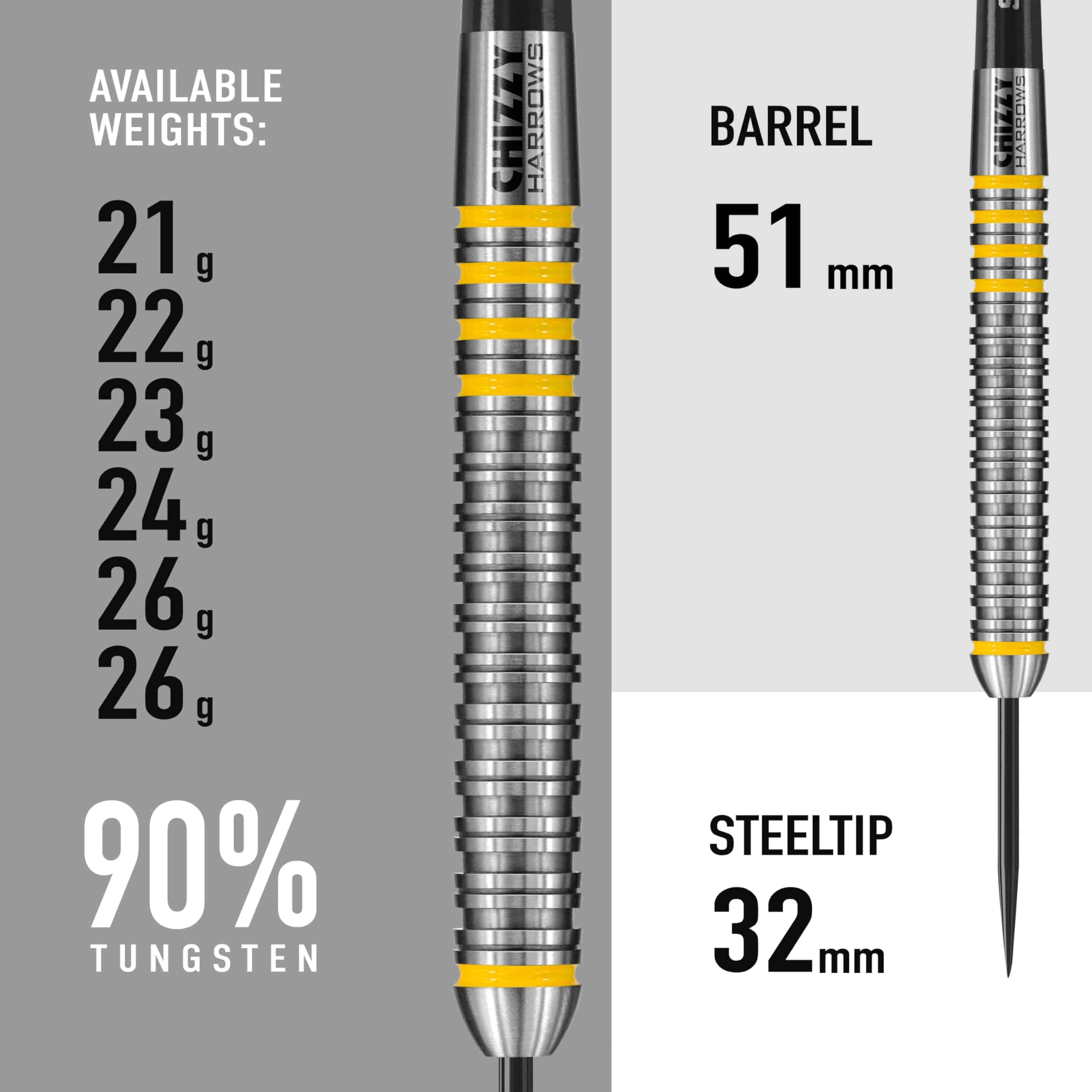 Dardos de Punta de Acero Harrows Dave Chisnall -Negro - Imagen 5