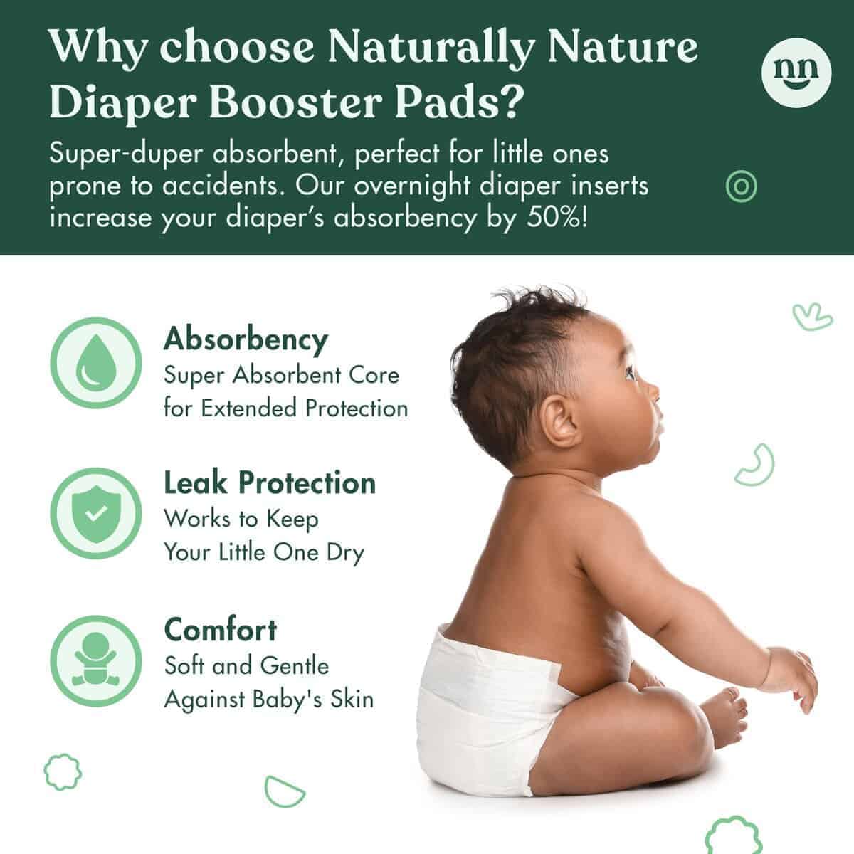 Naturally Nature Overnight Diaper Booster Pads, Detiene las - Imagen 3