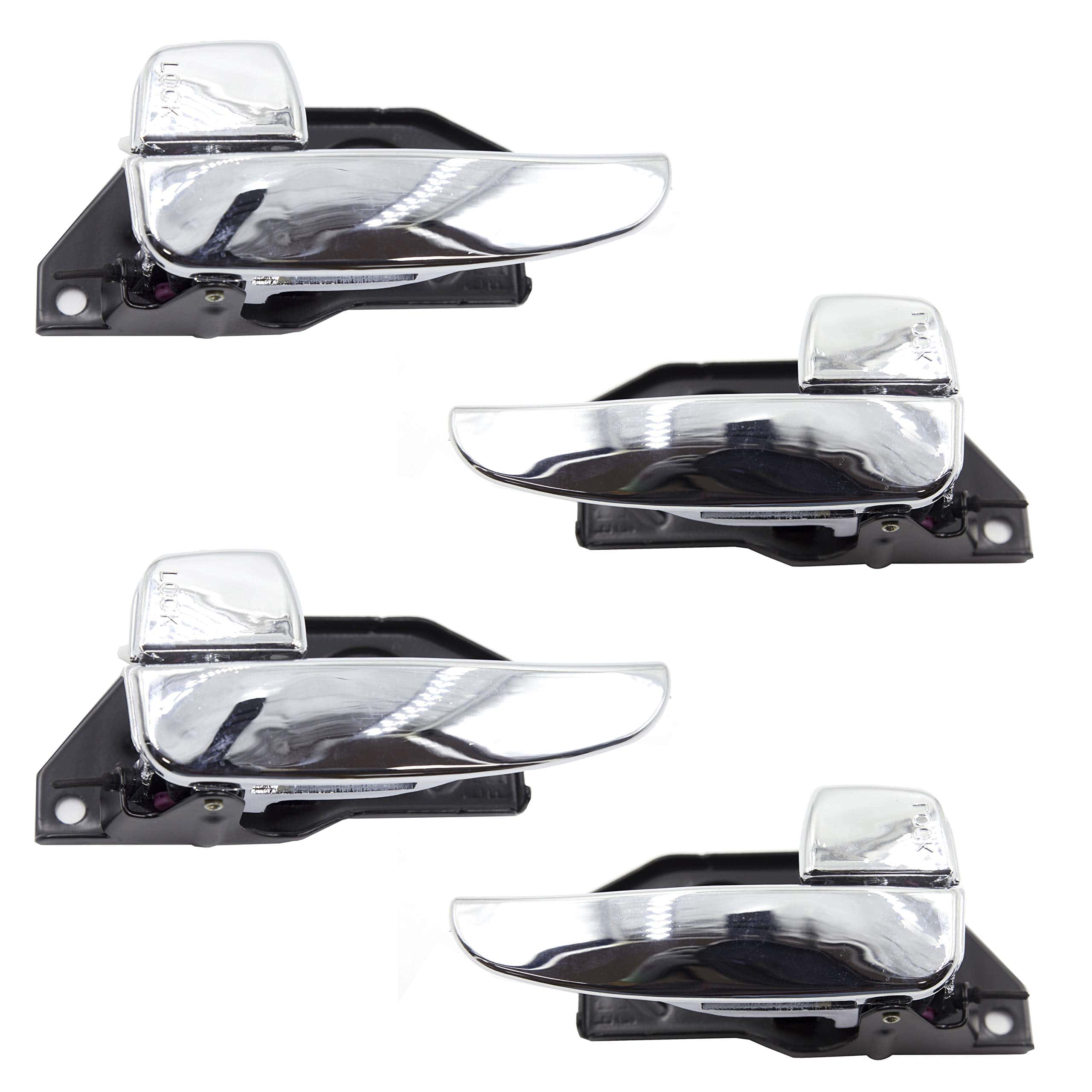 Juego de 4 manijas cromadas para puertas interiores