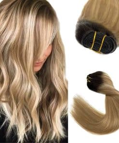 Extensiones de Cabello Cosidas de Cabello Real Ombre Marrón