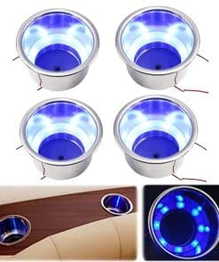 Portavasos de acero inoxidable con 4 piezas de LED con 8