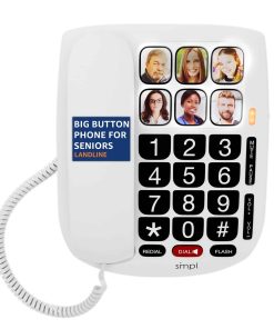 Teléfono con cable SMPL manos libres con memoria de fotos,