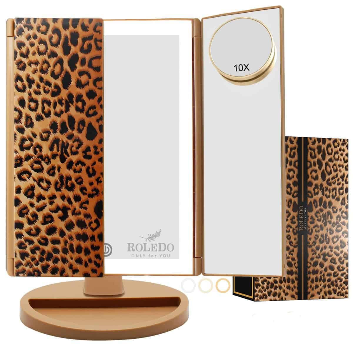 Espejo de Maquillaje con Luces 3 Pliegues RoLeDo, Espejo de