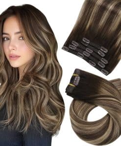 Extensiones de Cabello Humano Clip en Marrón Balayage