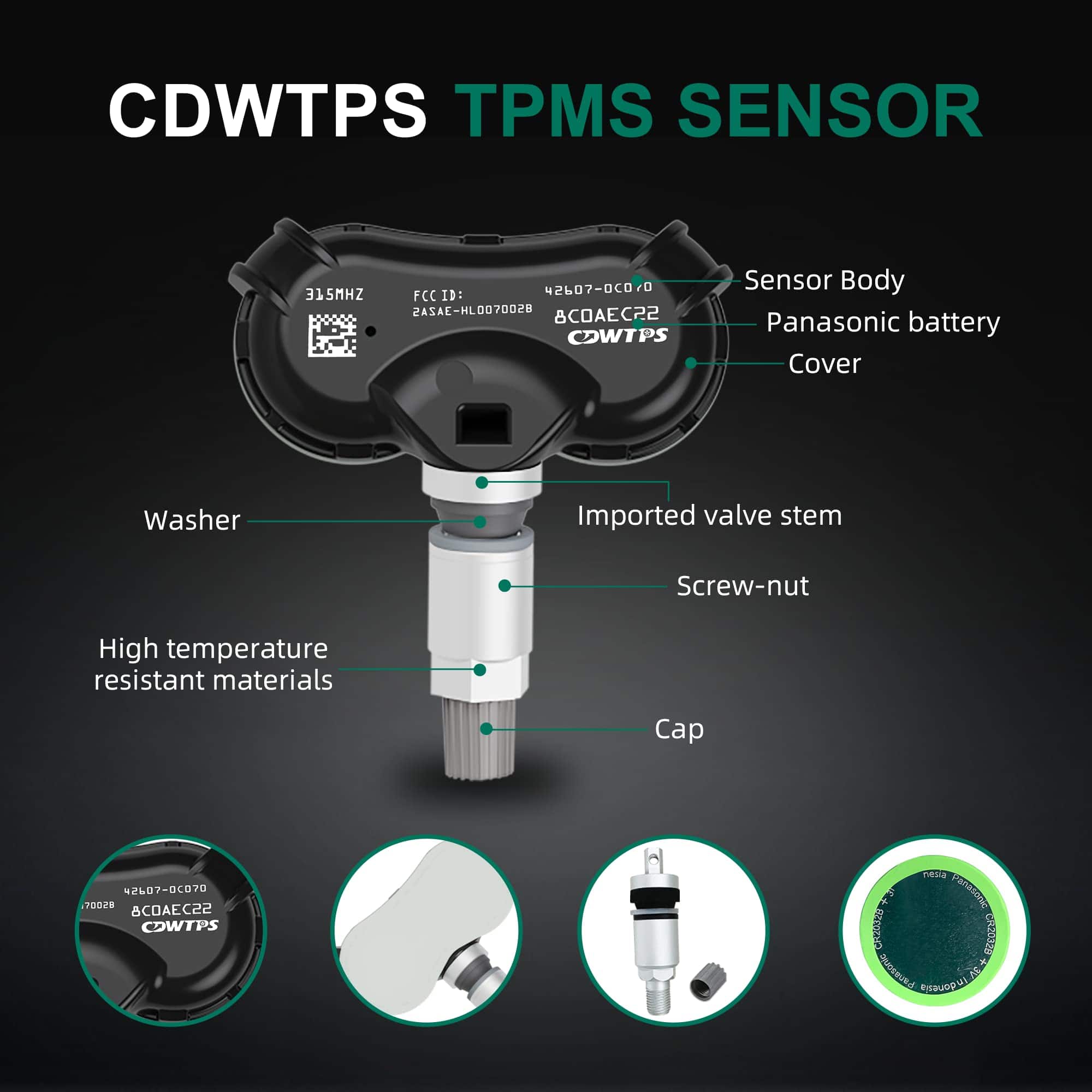 Sensor TPMS CDWTPS para Toyota Sienna 2007-2020, Sequoia - Imagen 5
