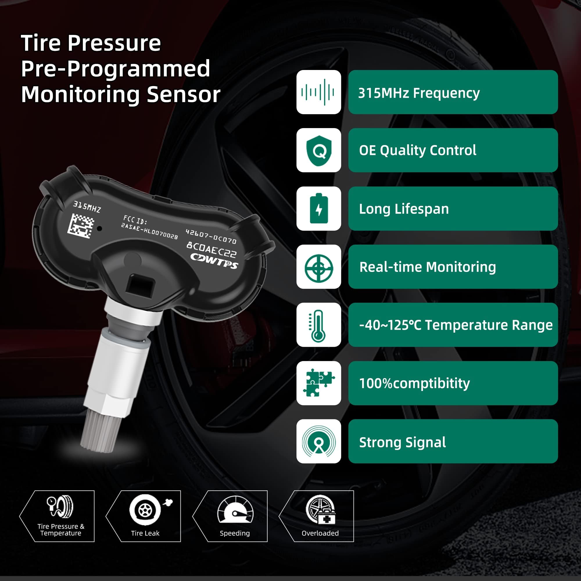 Sensor TPMS CDWTPS para Toyota Sienna 2007-2020, Sequoia - Imagen 4