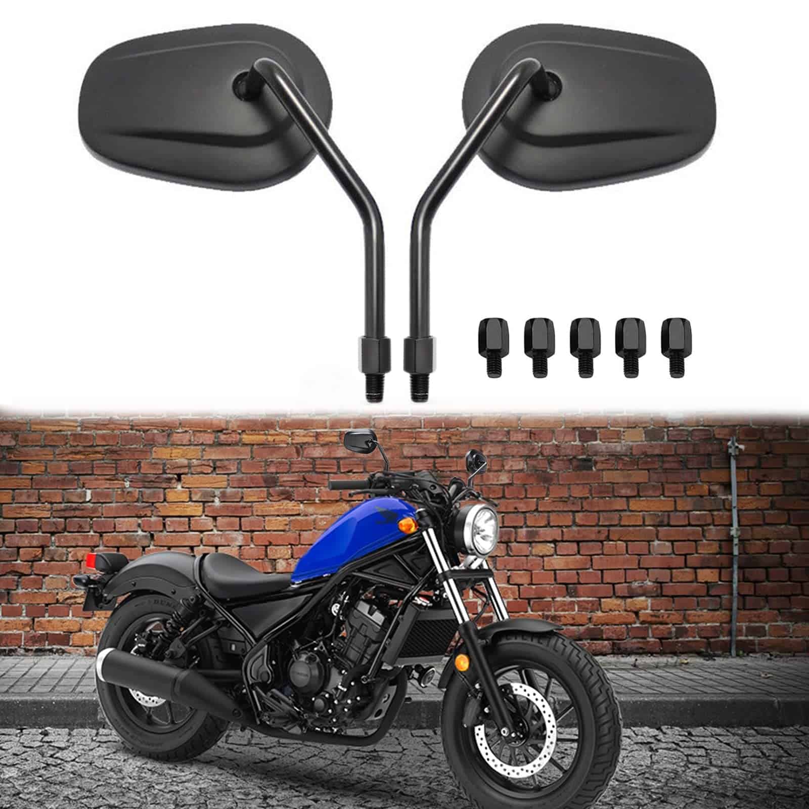 Espejos Retrovisores Ovalados de 8mm 10mm para Motocicleta