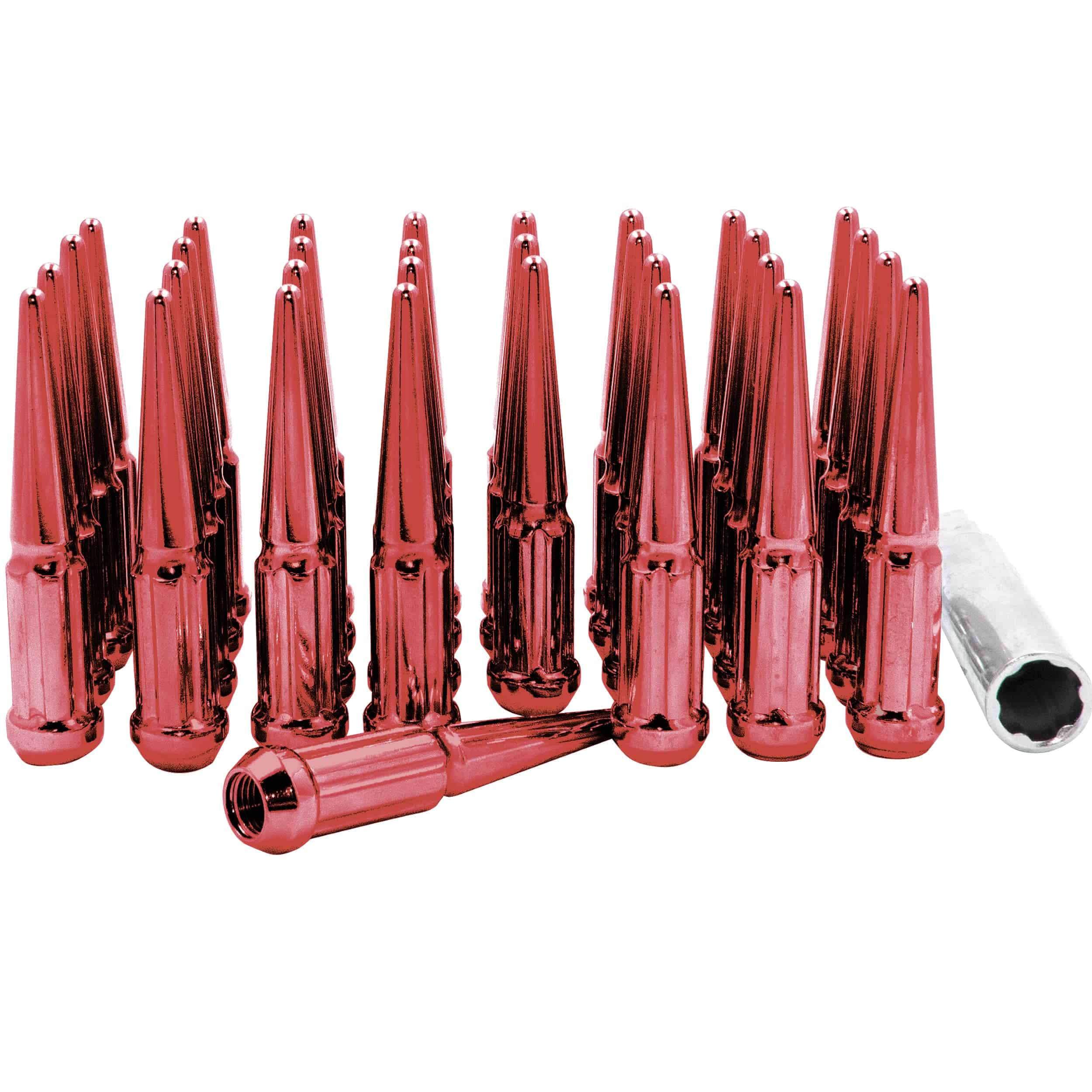 32 Pcs Tuercas de Espiga M14x1.5 4.4" Rojo Llantas de