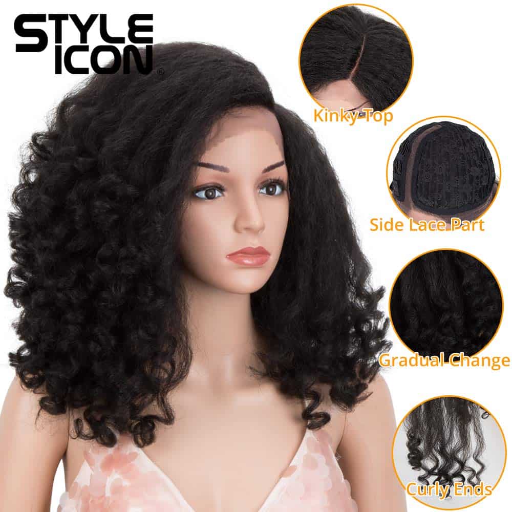 Pelucas Afro Cortas de 14" para Mujeres Negras Wigs Frontal - Imagen 3