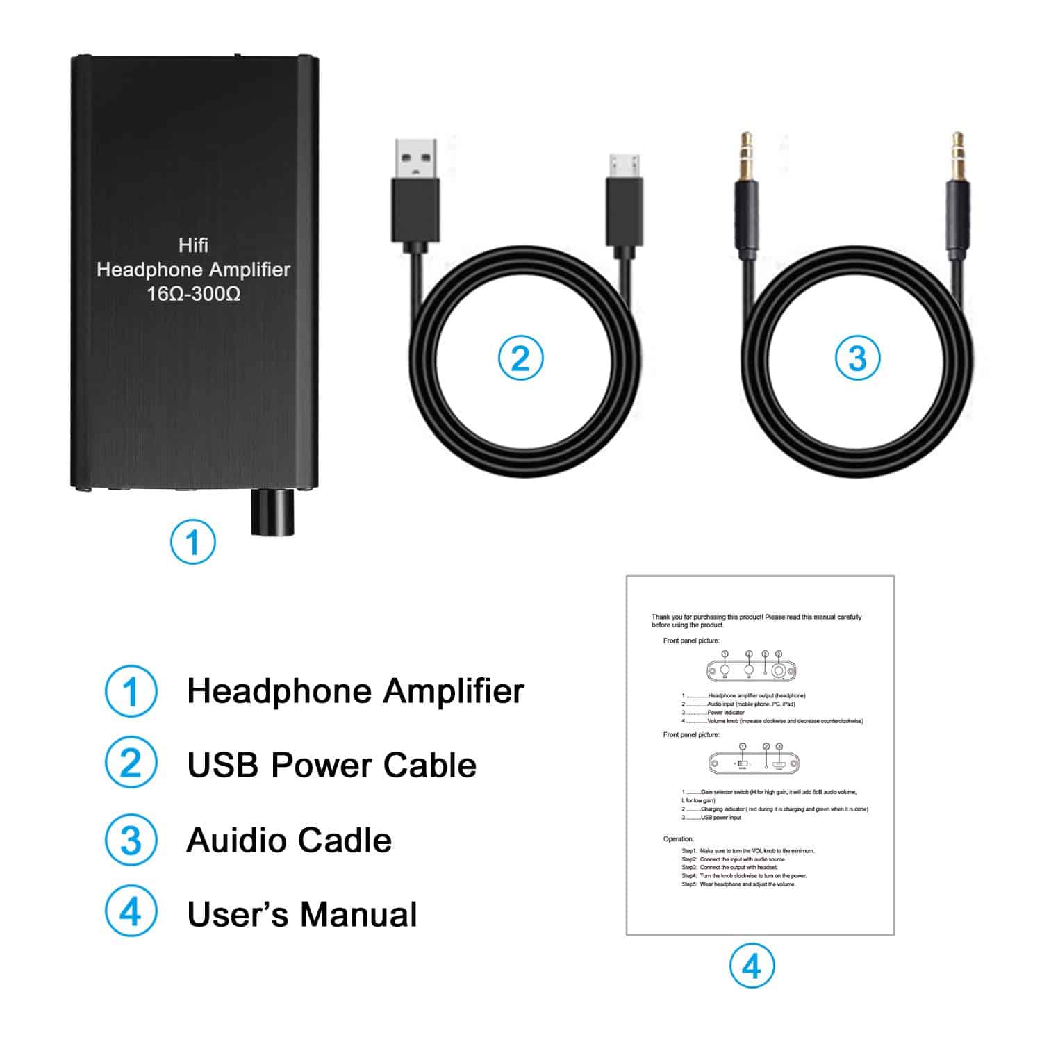 Amplificador de auriculares portátil 3.5mm Estéreo con - Imagen 7