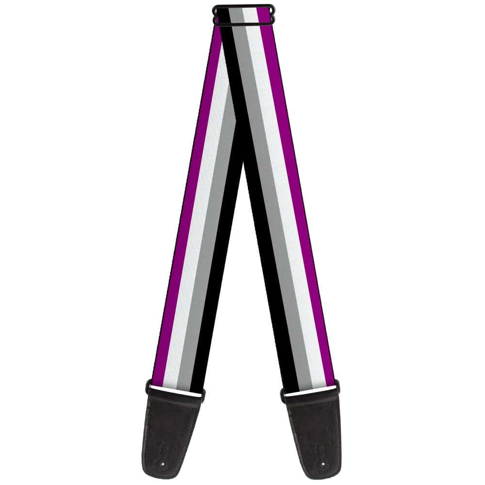 Correa de Guitarra Bandera Asexual Negra Gris Blanca