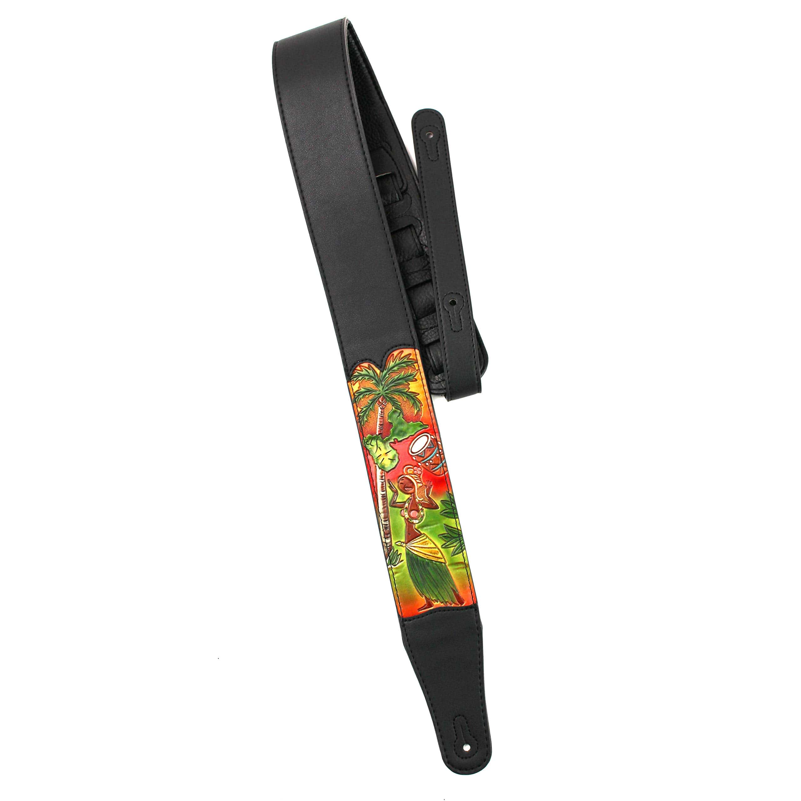 Correa de guitarra de cuero negro tallado a mano Walker & - Imagen 5