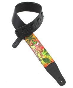 Correa de guitarra de cuero negro tallado a mano Walker &