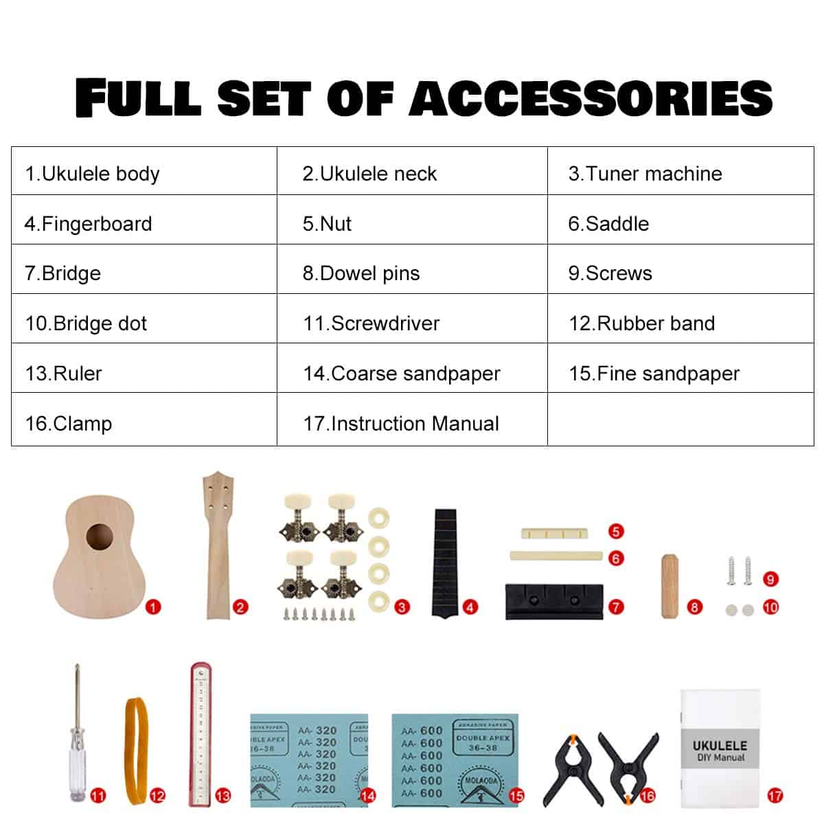 Kit de Ukulele de 4 Cuerdas Kmise, Construye tu Propio - Imagen 6