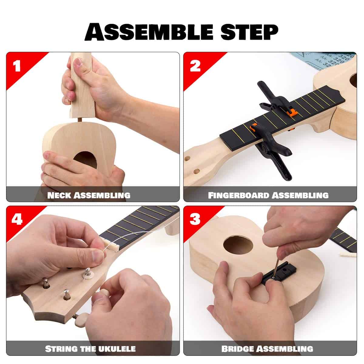 Kit de Ukulele de 4 Cuerdas Kmise, Construye tu Propio - Imagen 3