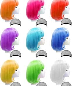 LOHO WONDERZ 9 Piezas Pelucas Cortas Bob de Colores