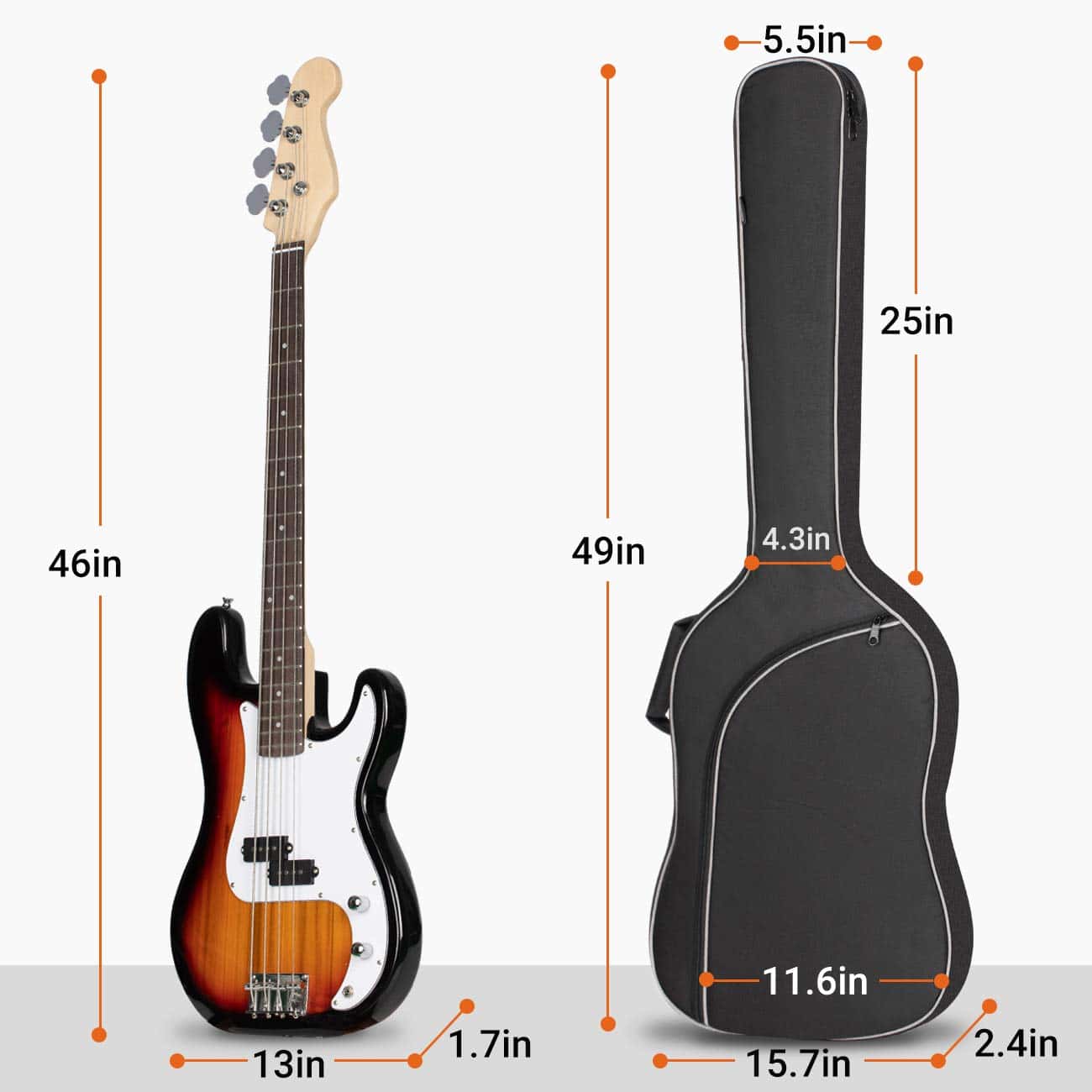 Funda de Guitarra para Bajo CAHAYA Gig Bag Mochila - Imagen 3