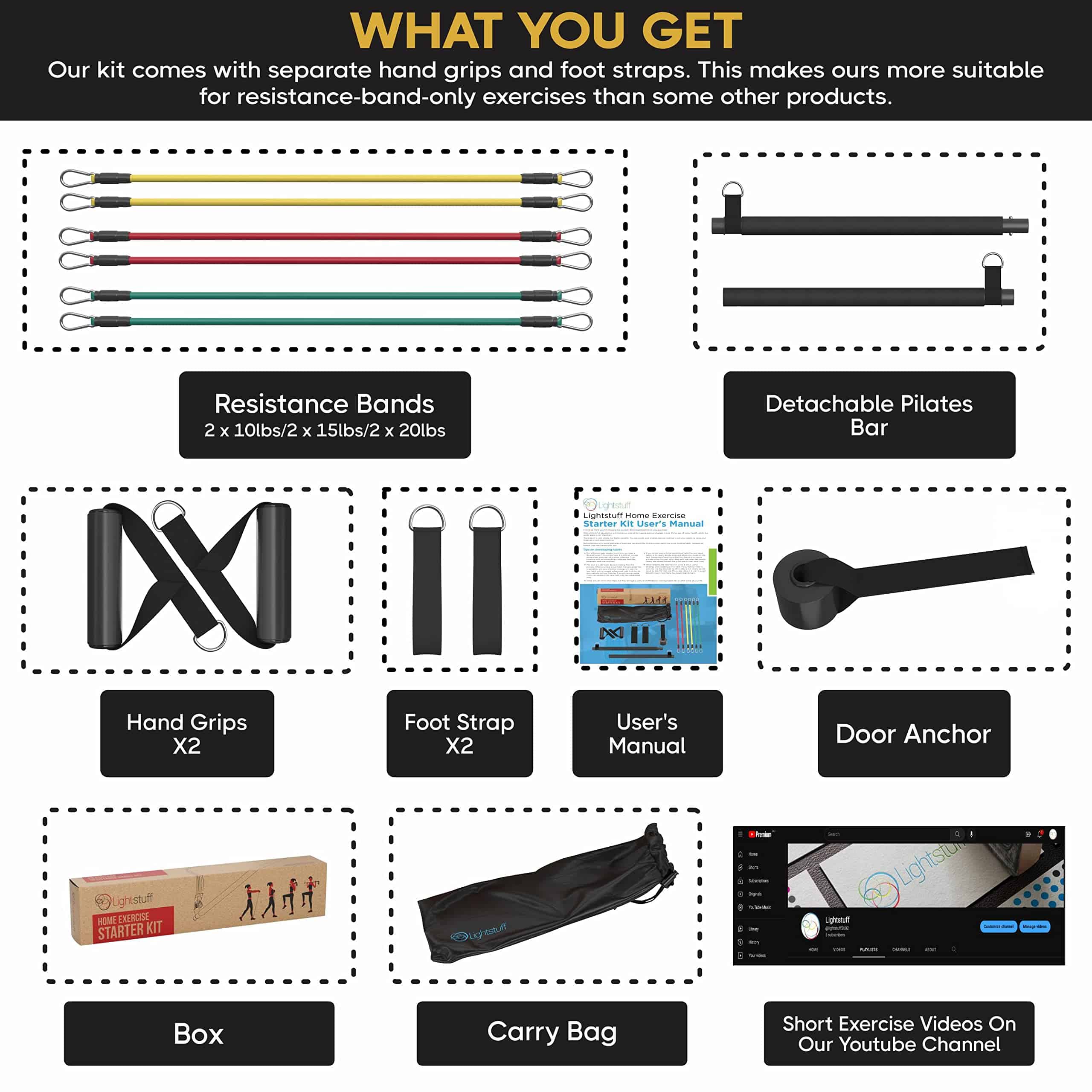 Barra de Pilates Multifuncional con Bandas de Resistencia - - Imagen 4