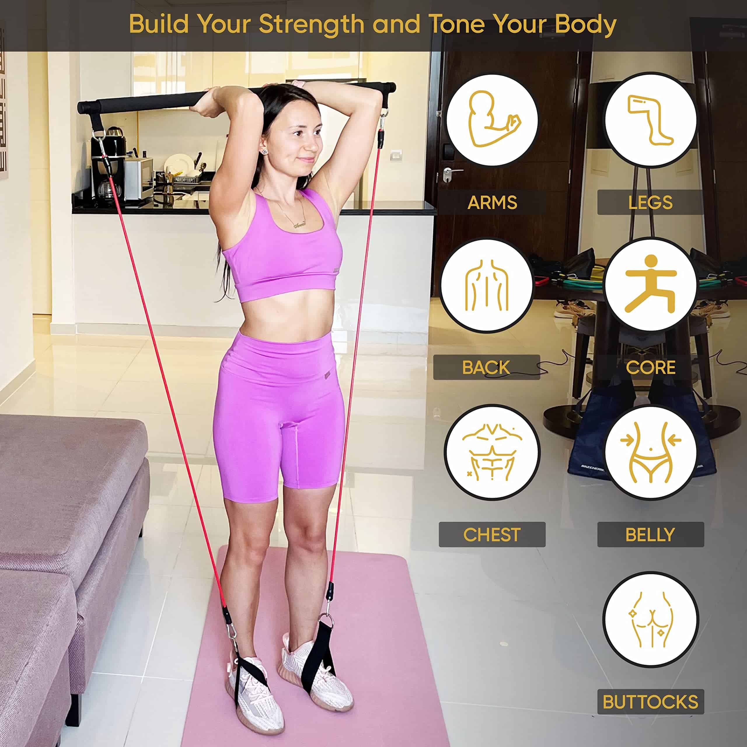 Barra de Pilates Multifuncional con Bandas de Resistencia - - Imagen 8