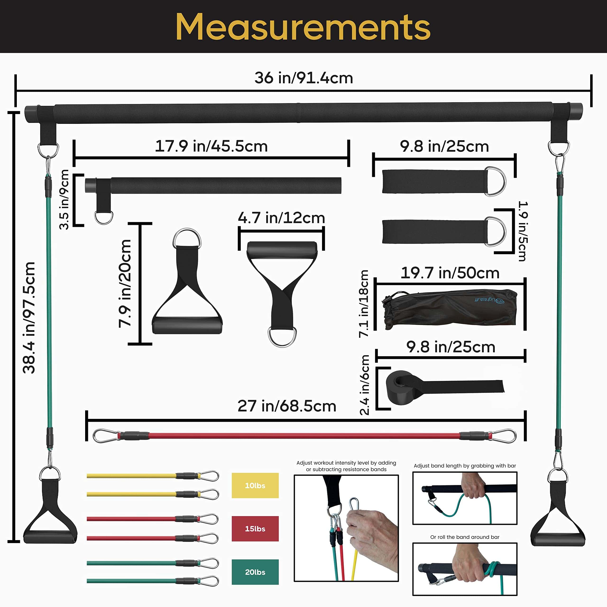 Barra de Pilates Multifuncional con Bandas de Resistencia - - Imagen 7