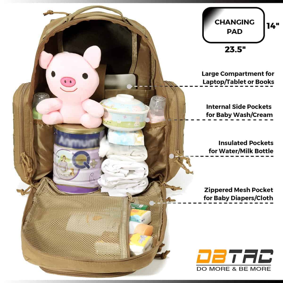 Mochila para pañales para papá, DBTAC Bolsa de pañales - Imagen 5