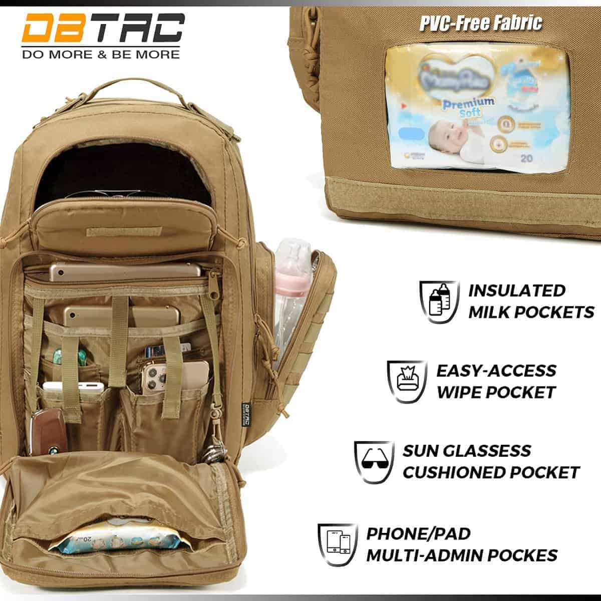 Mochila para pañales para papá, DBTAC Bolsa de pañales - Imagen 6