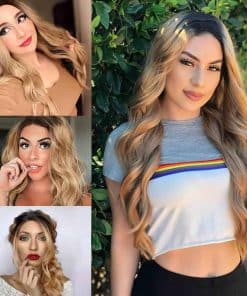 Pelucas Delanteras de Encaje Sintético Rubio Ombre de Onda