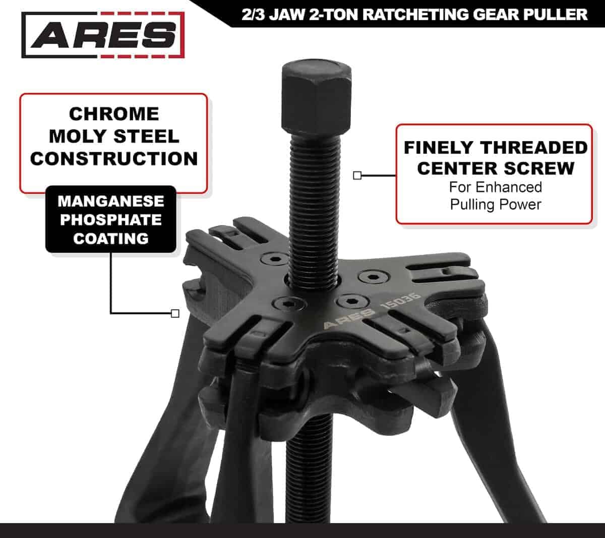 ARES 15036 - Extractor de Engranajes de Carraca Reversible - Imagen 5