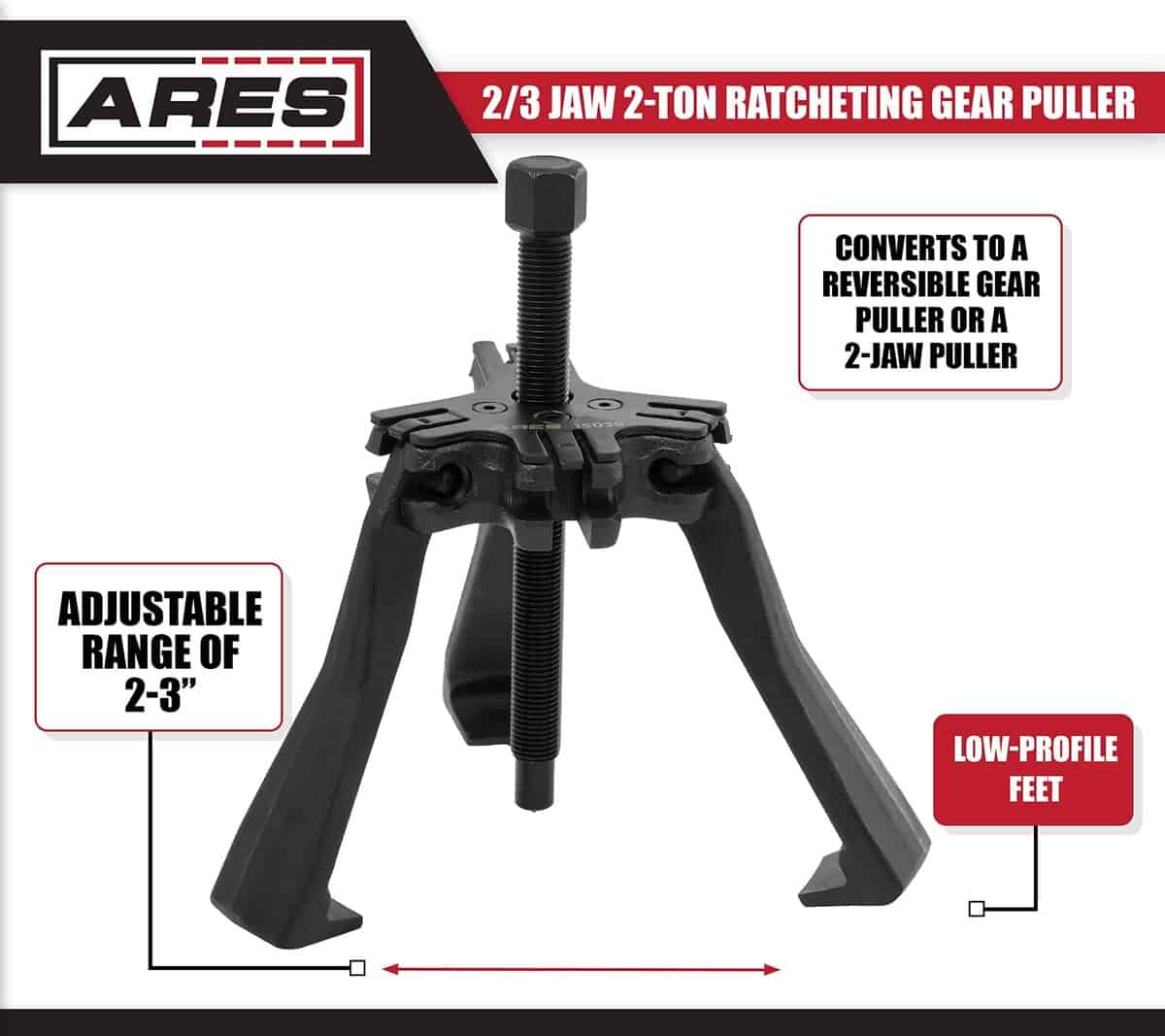 ARES 15036 - Extractor de Engranajes de Carraca Reversible - Imagen 4