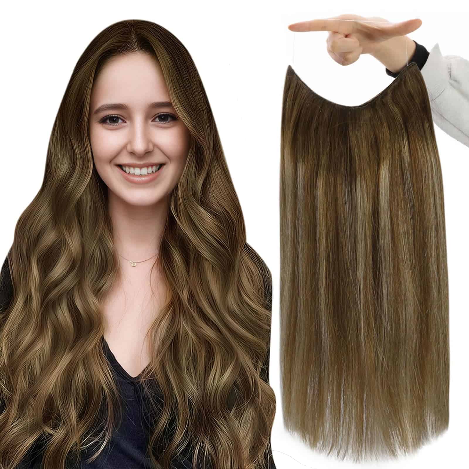 Extensiones de Cabello con Cable Invisible Fshine Mezcla de