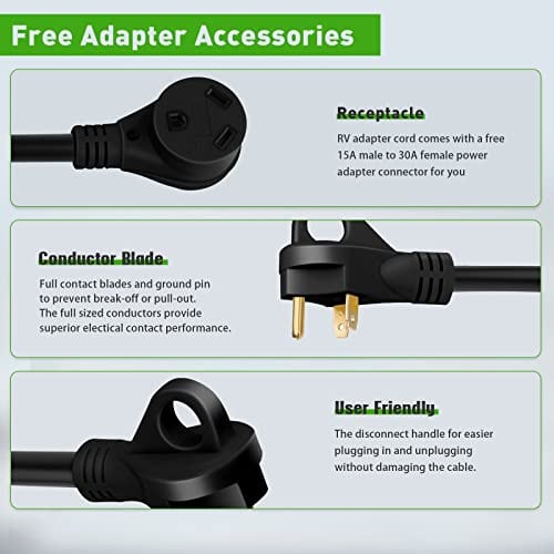 Cable de Extensión para RV SCITOO de 30 Amperios 50 FT, - Imagen 5