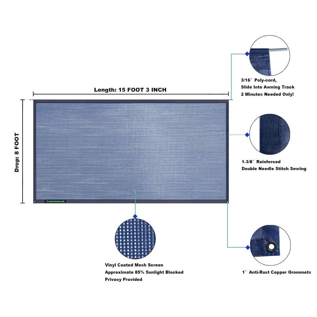 Tentproinc RV Awning Sunshade Screen 8' X 15' 3'' (Ajuste - Imagen 5