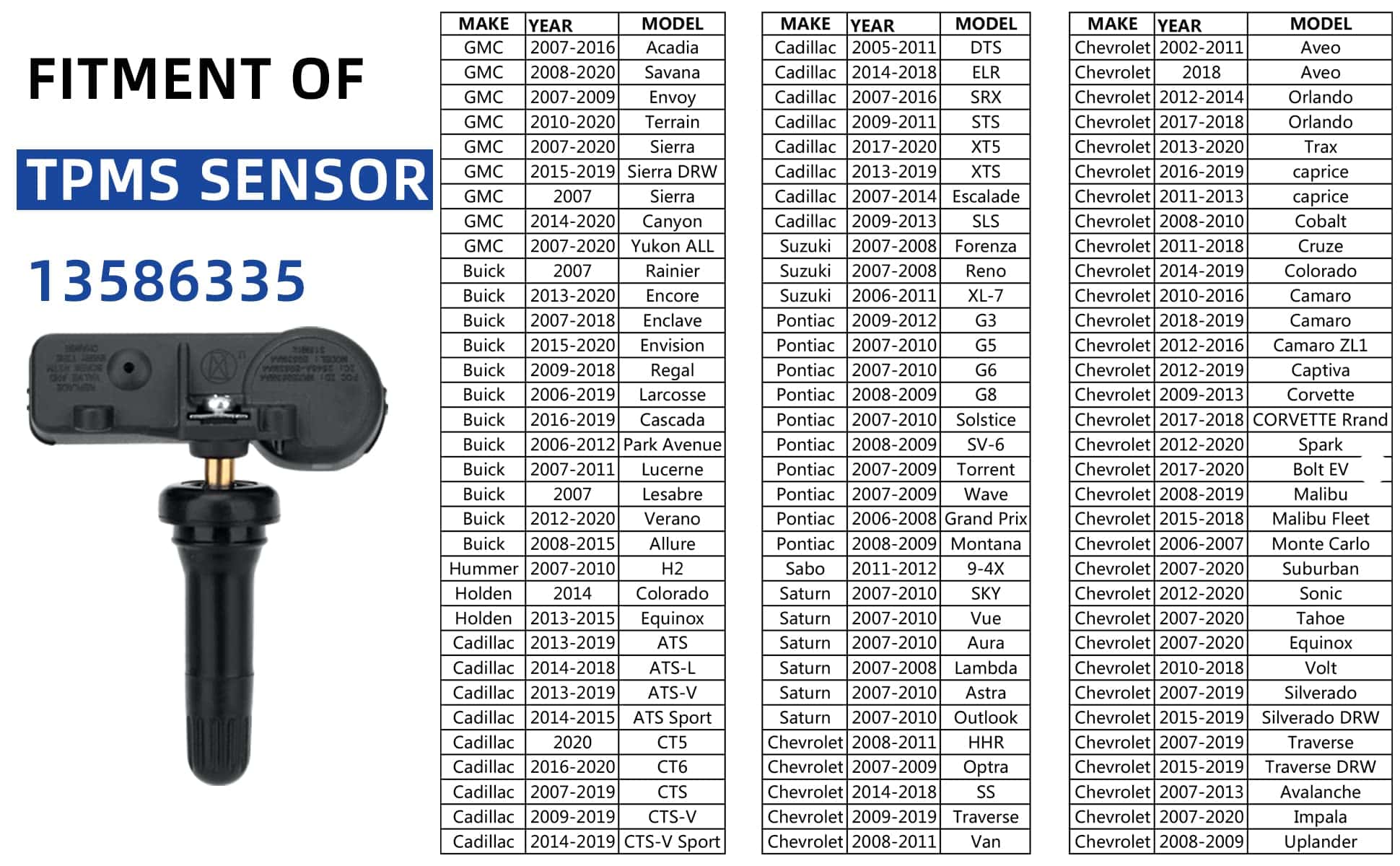 4 Pack 13586335 Sensor de Sistema de Monitoreo de Presión - Imagen 8