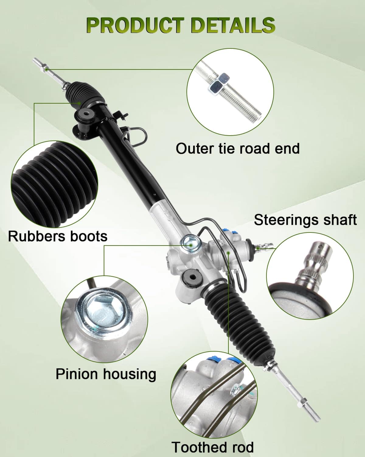 SCITOO Conjunto Completo de Dirección Asistida Rack y Piñón - Imagen 4