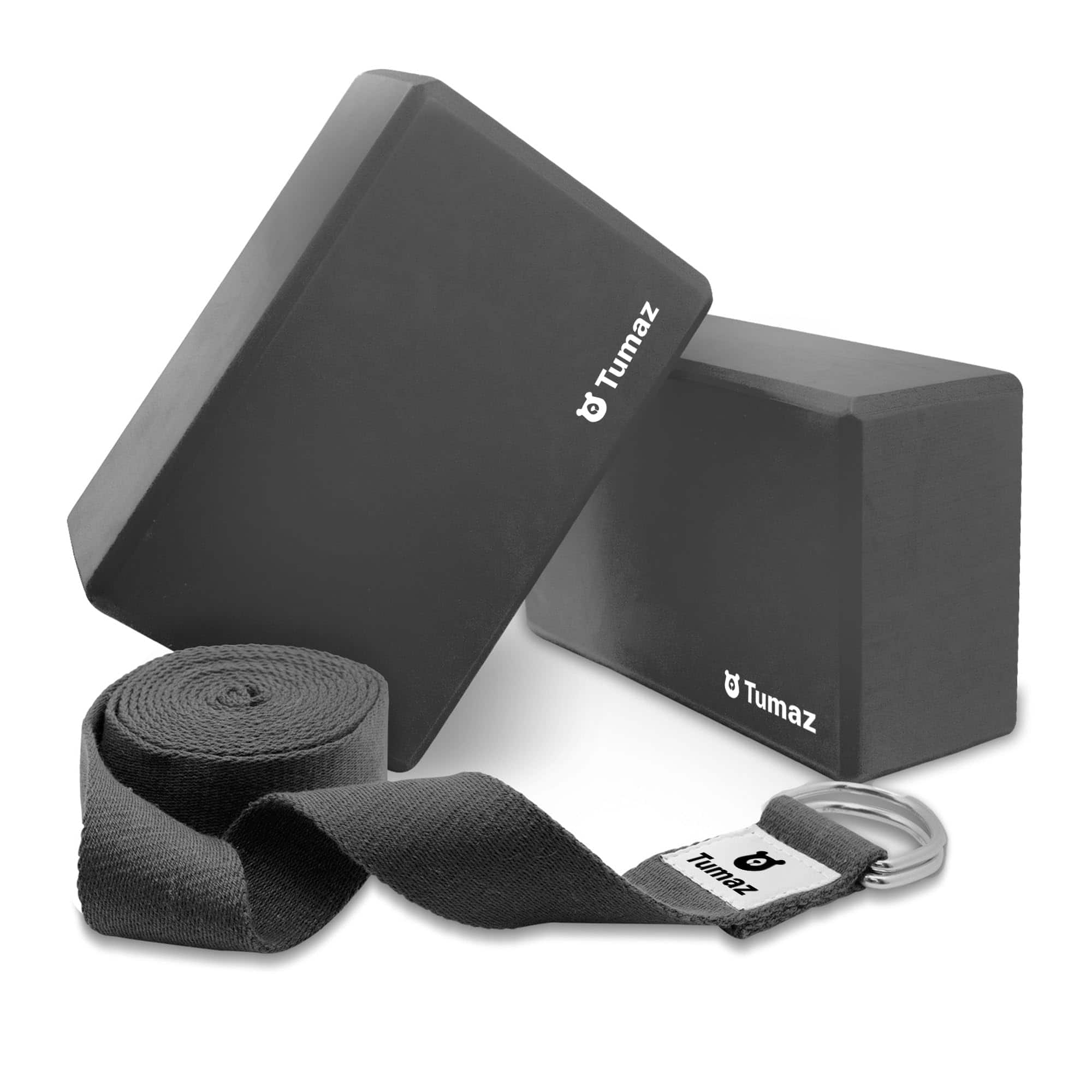 Set de 2 Bloques de Yoga Tumaz con Correa -Gris